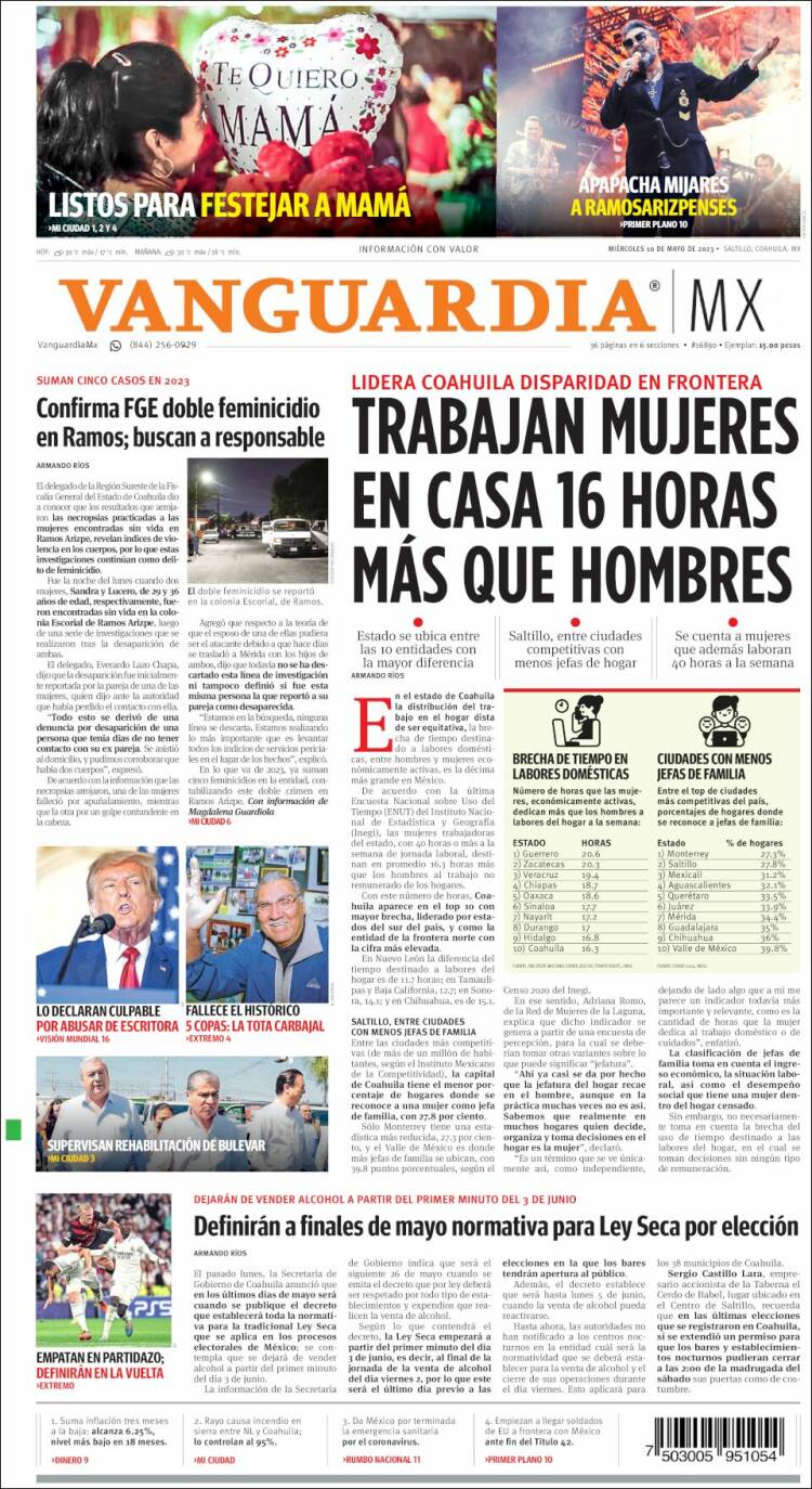 Portada de Vanguardia (M&eacute;xico)