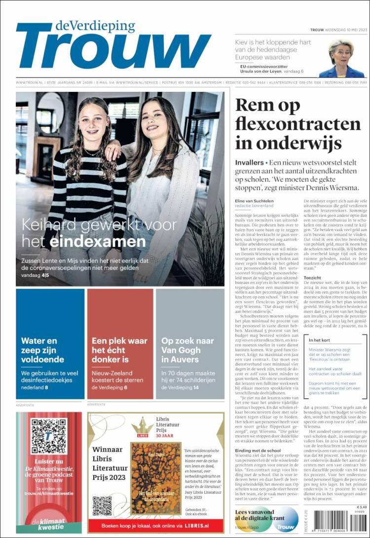 Portada de Trouw (Pa&iacute;ses Bajos)