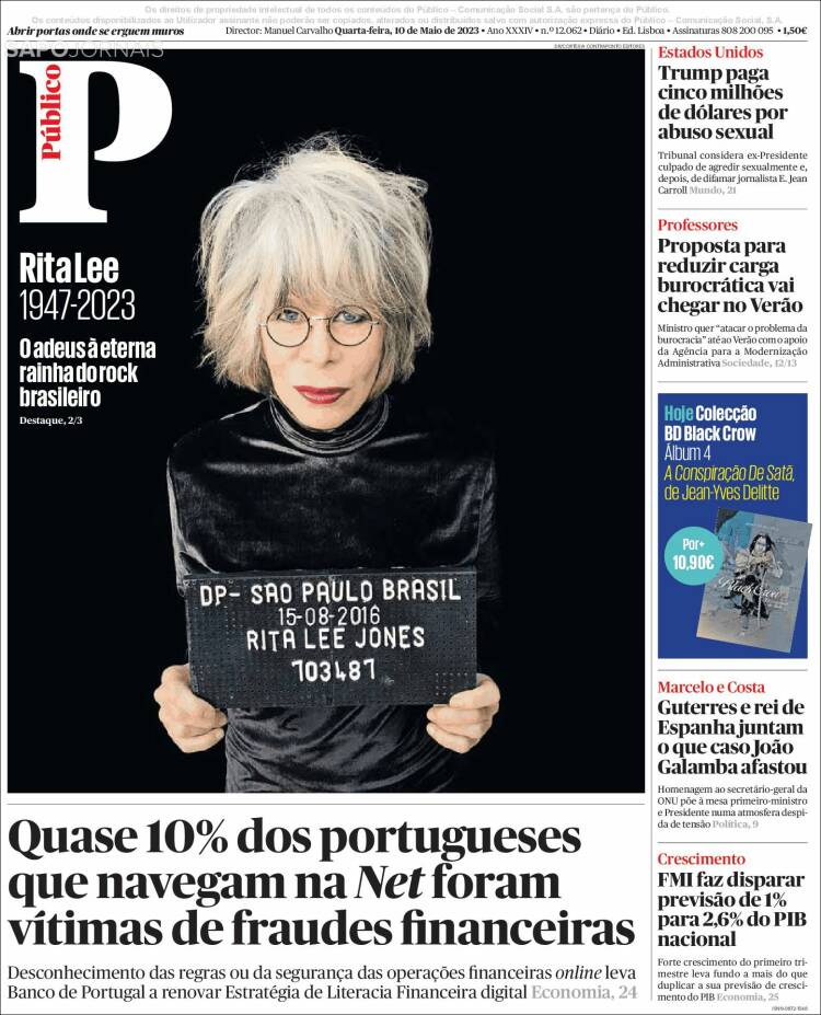 Portada de Público (Portugal)