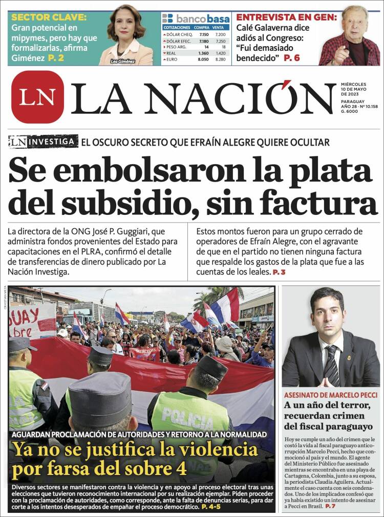 Portada de La Nación (Paraguay)