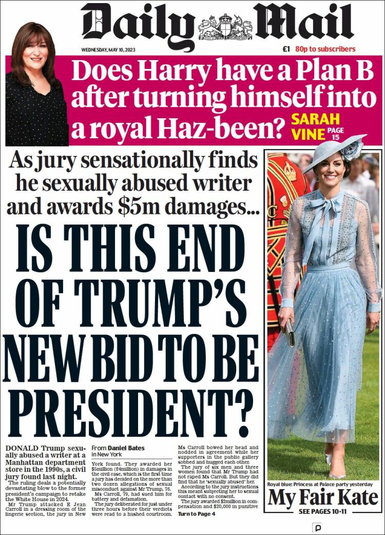 Portada de Daily Mail (Reino Unido)