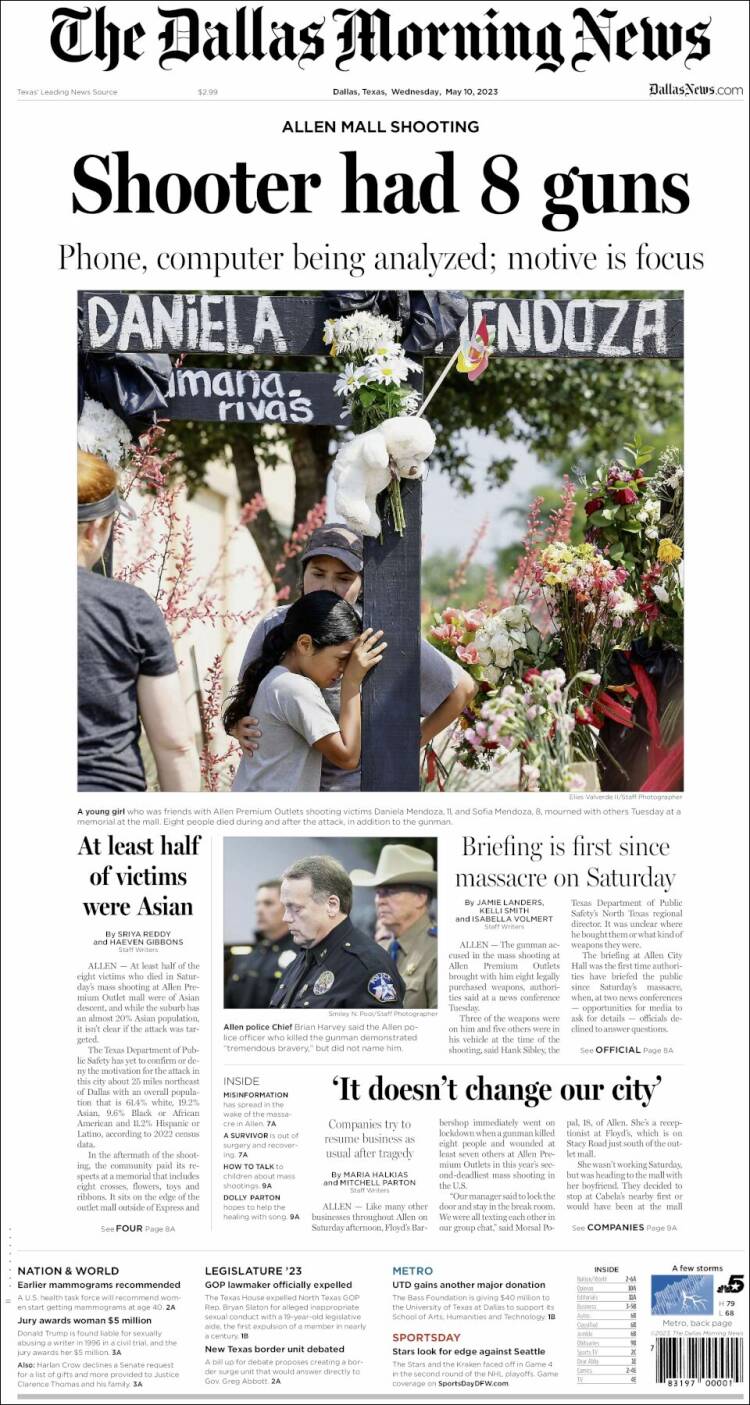 Portada de Dallas Morning News (USA)