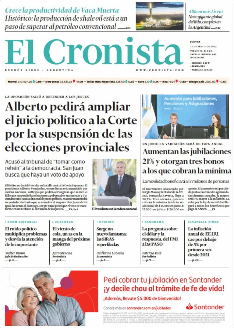 Portada de El Cronista Comercial (Argentina)