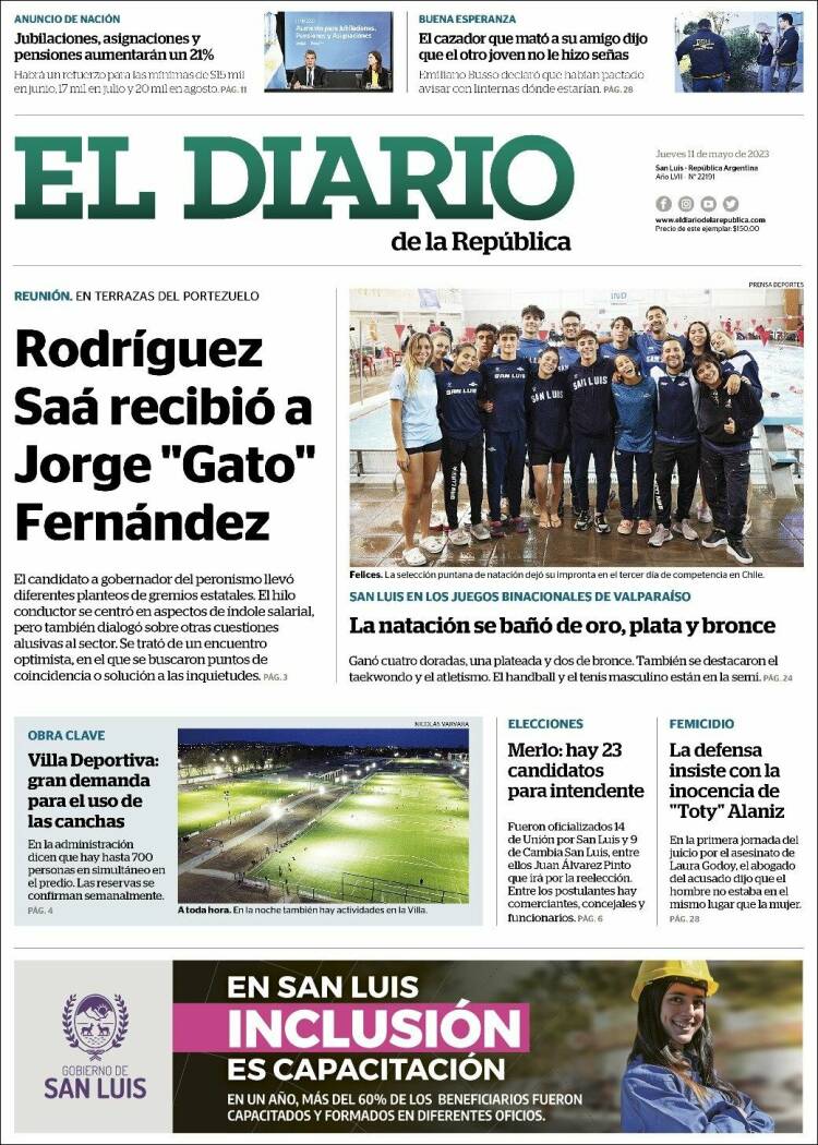 Portada de Diario de la República (Argentina)