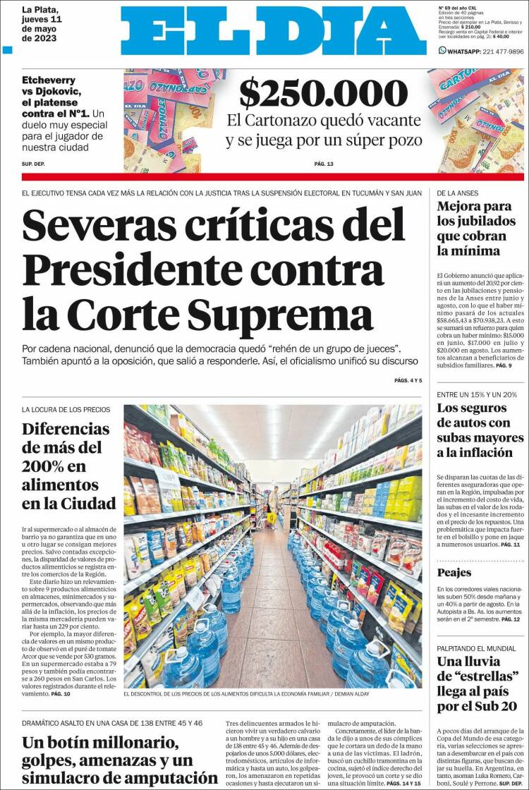 Portada de El Día de la Plata (Argentina)