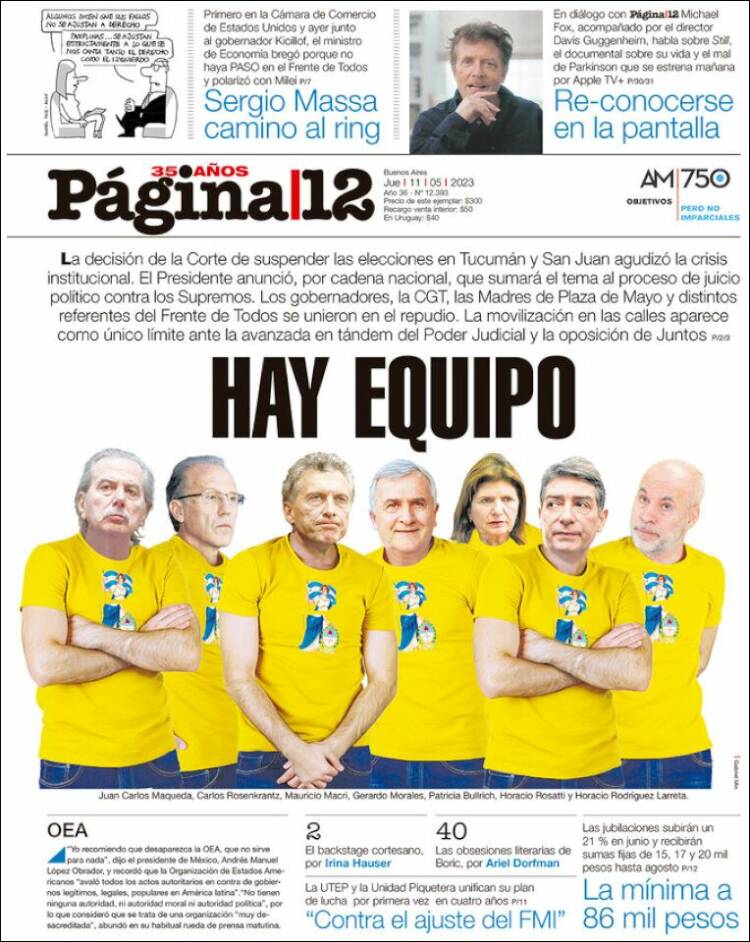 Portada de Página/12 (Argentina)