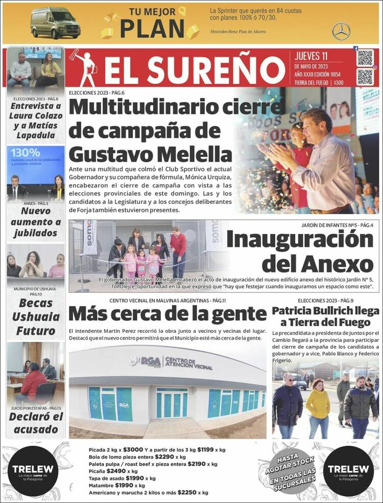 Portada de Diario El Sureño (Argentina)