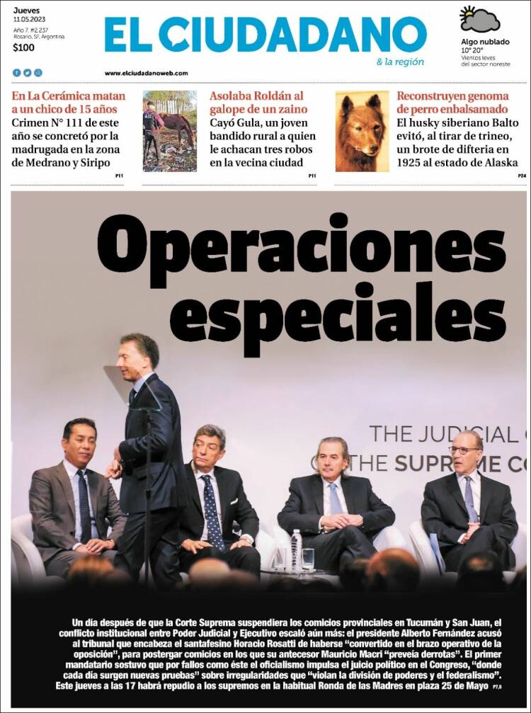 Portada de Diario El Ciudadano (Argentina)