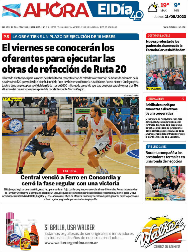 Portada de El Día de Gualeguaychú (Argentina)