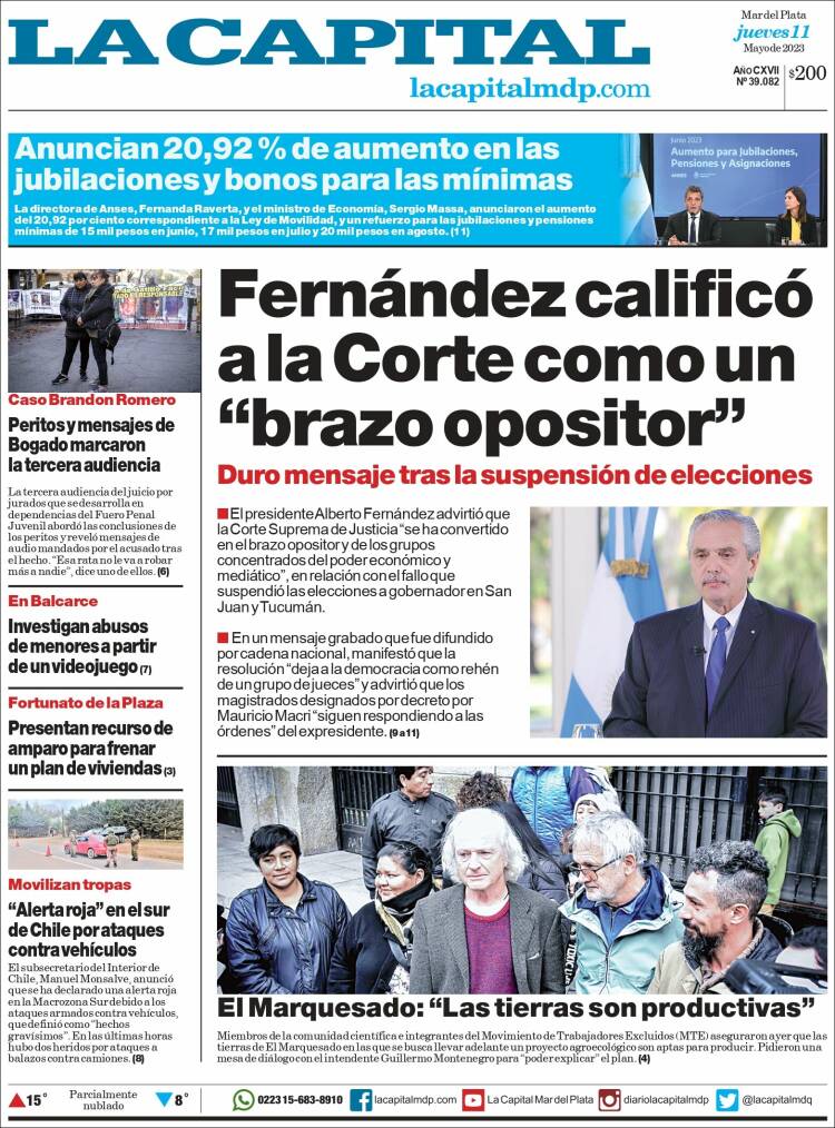 Portada de Diario La Capital - Mar del Plata (Argentina)