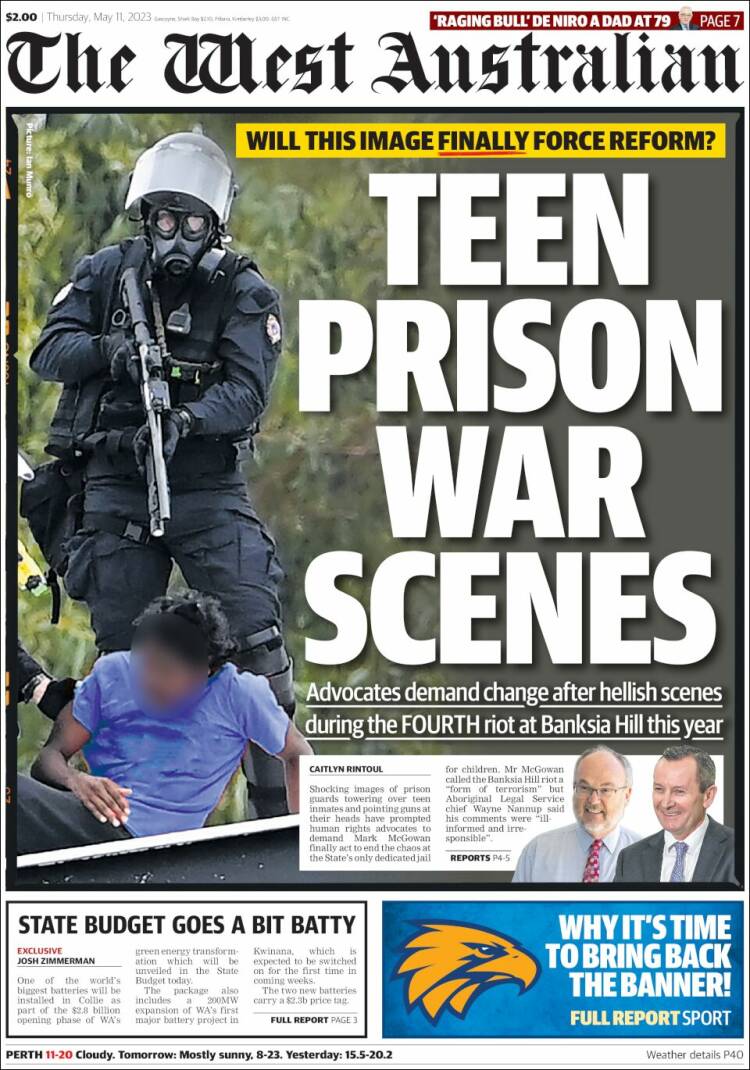 Portada de The West Australian (Australia)