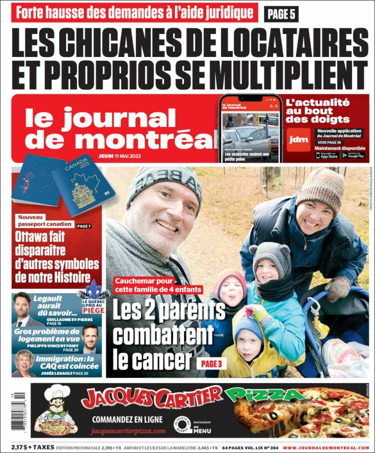 Portada de Le Journal de Montréal (Canadá)