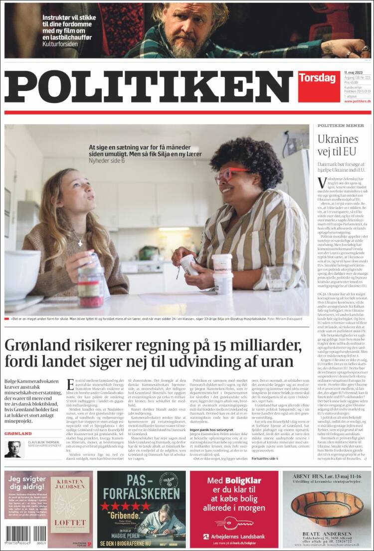 Portada de Politiken (Dinamarca)