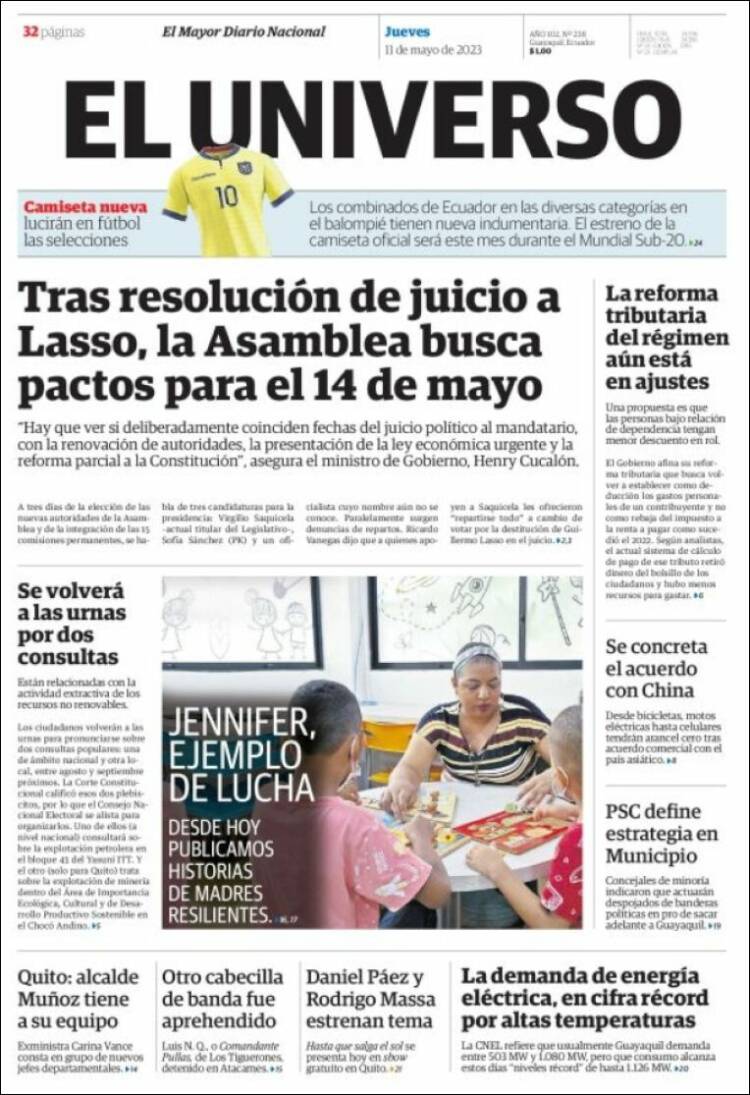 Portada de El Universo - Ecuador (Ecuador)