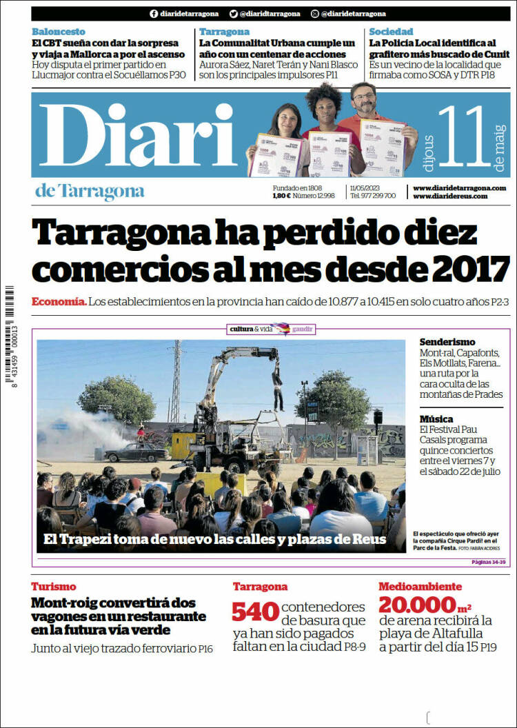 Portada de Diari de Tarragona (España)