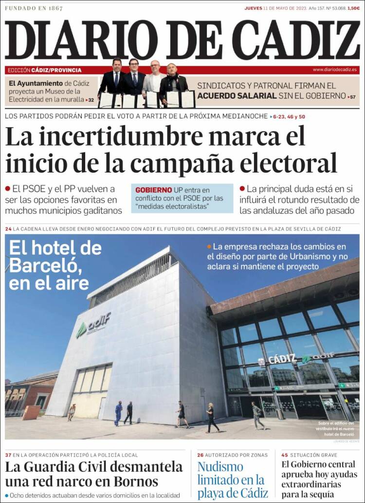 Portada de Diario de Cádiz (España)