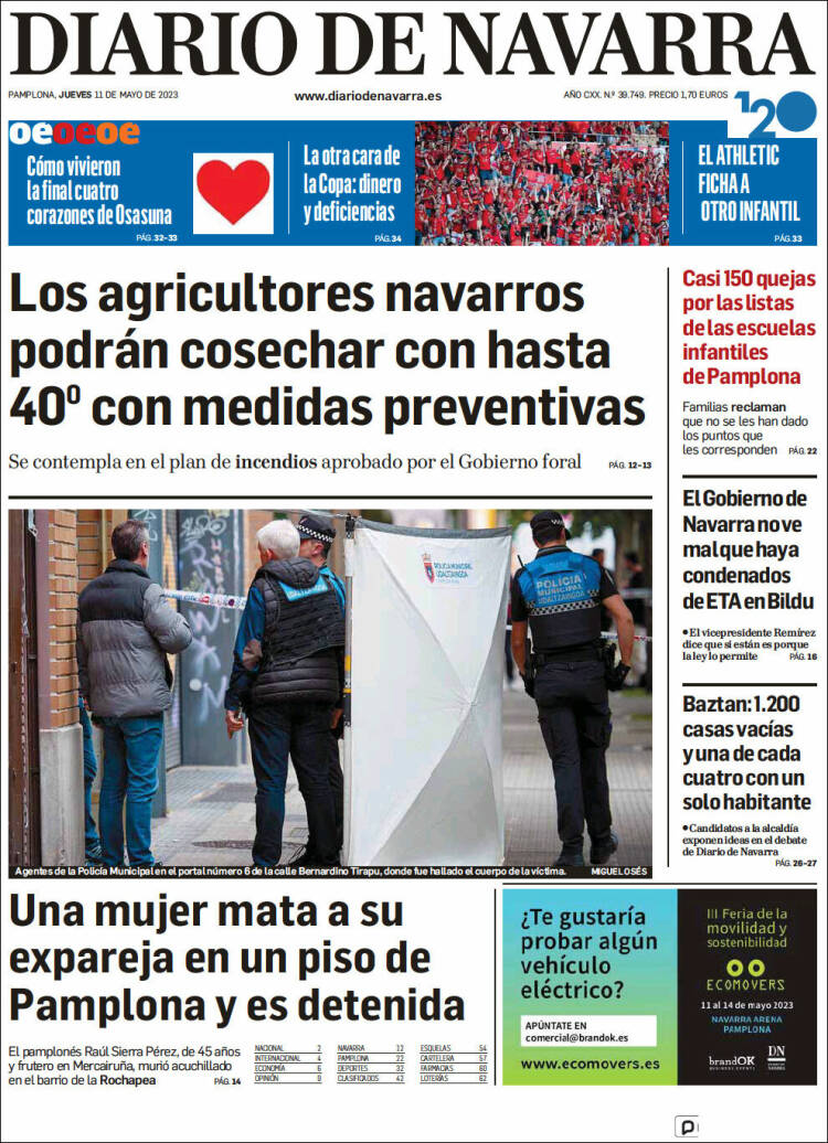 Portada de Diario de Navarra (España)