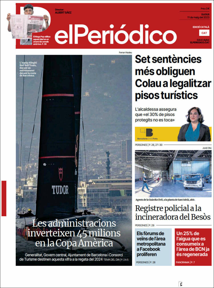 Portada de El Periódico de Catalunya (España)