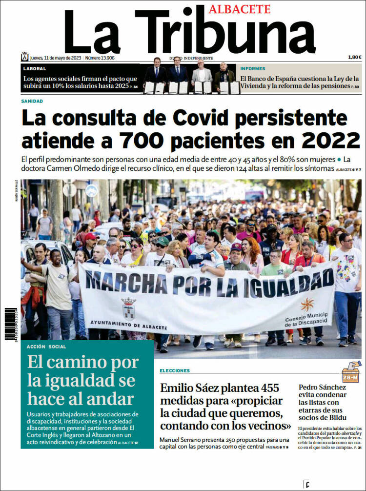 Portada de La Tribuna de Albacete (España)