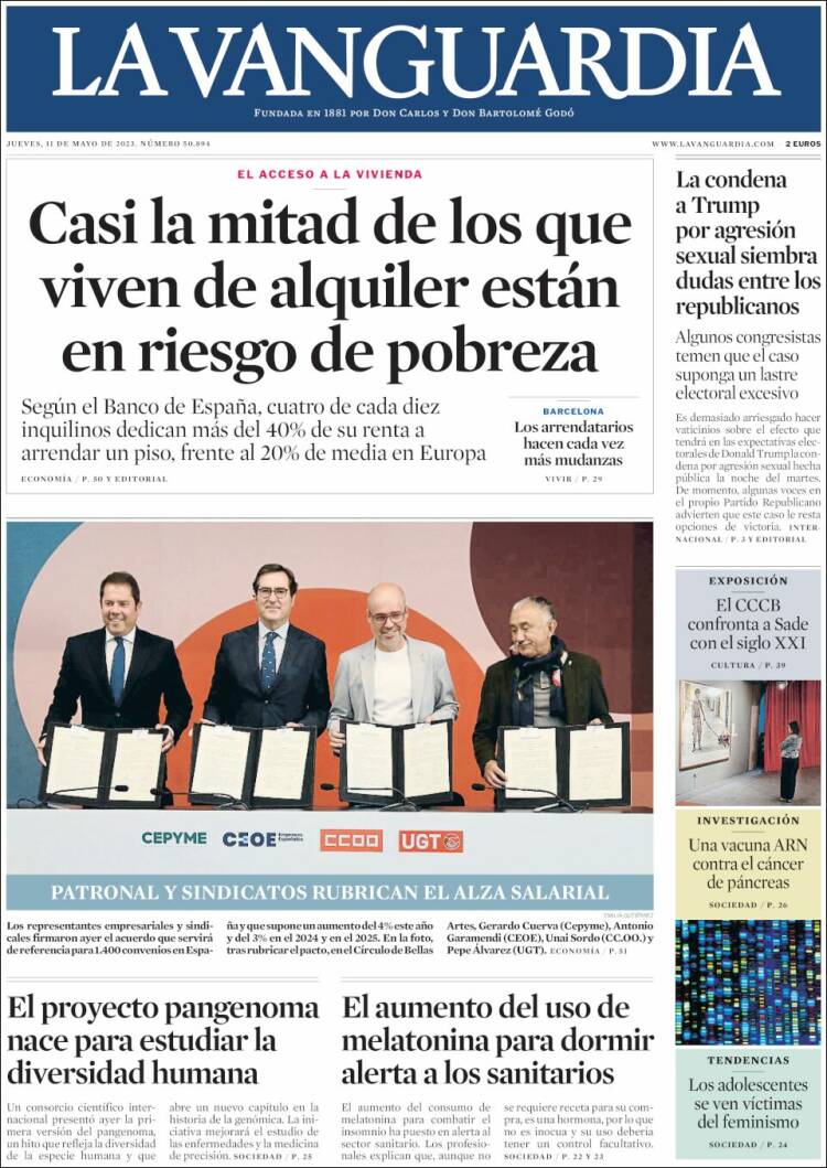 Portada de La Vanguardia (España)