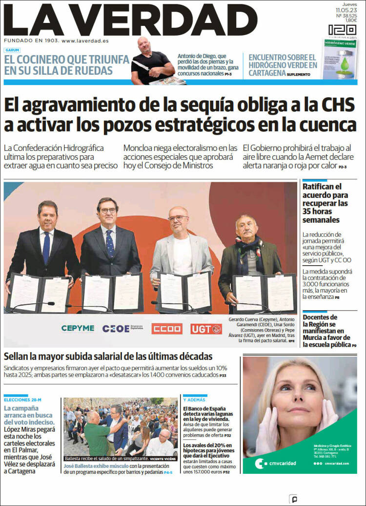 Portada de La Verdad de Murcia (España)