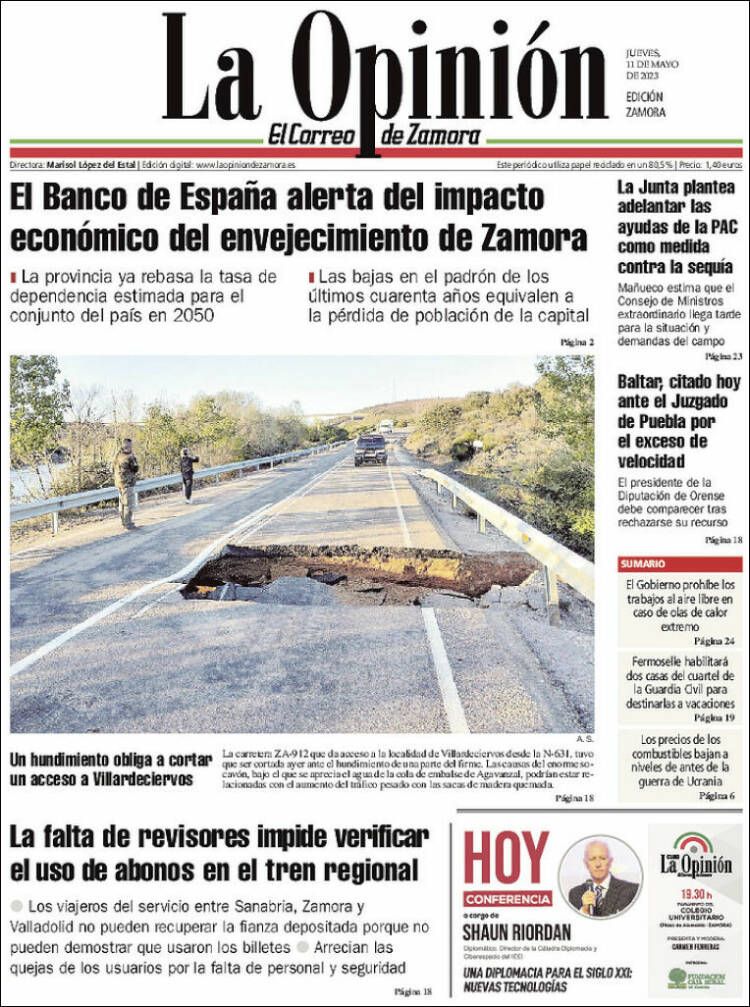 Portada de La Opinión - El Correo de Zamora (España)