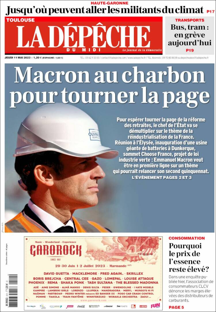 Portada de La Dépêche du Midi (Francia)