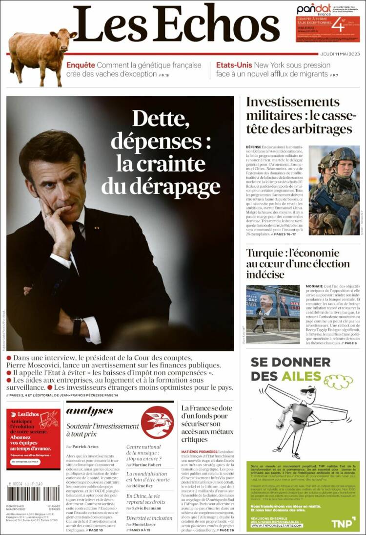 Portada de Les Echos (Francia)