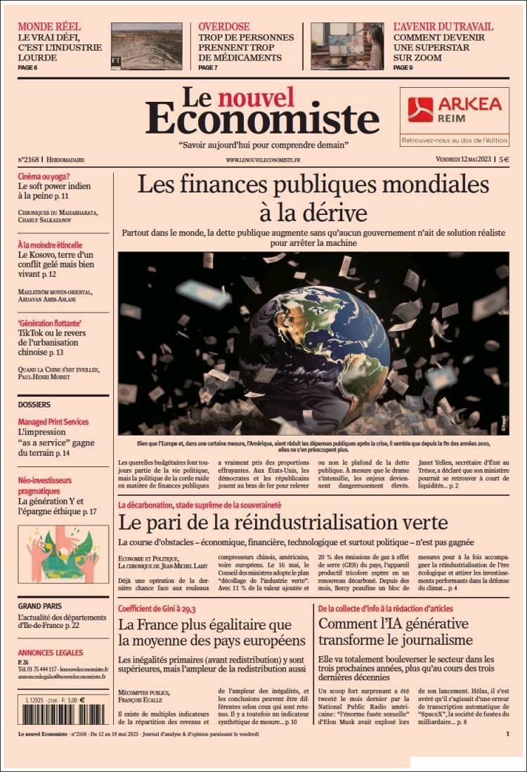 Portada de Le nouvel Economiste (Francia)