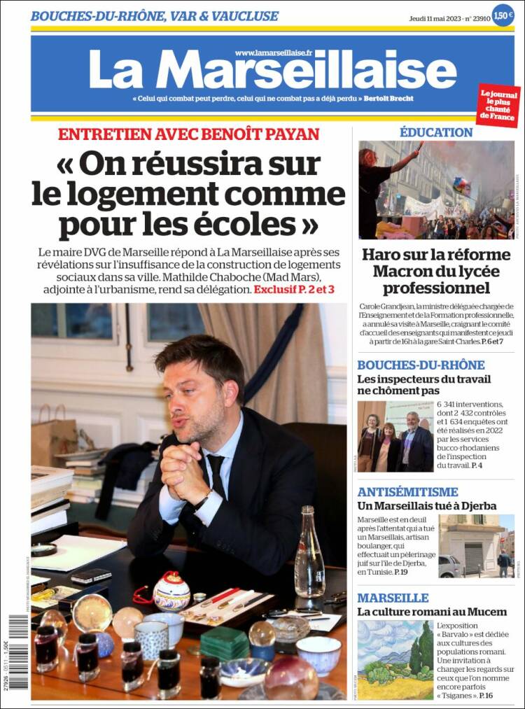 Portada de La Marseillaise (Francia)