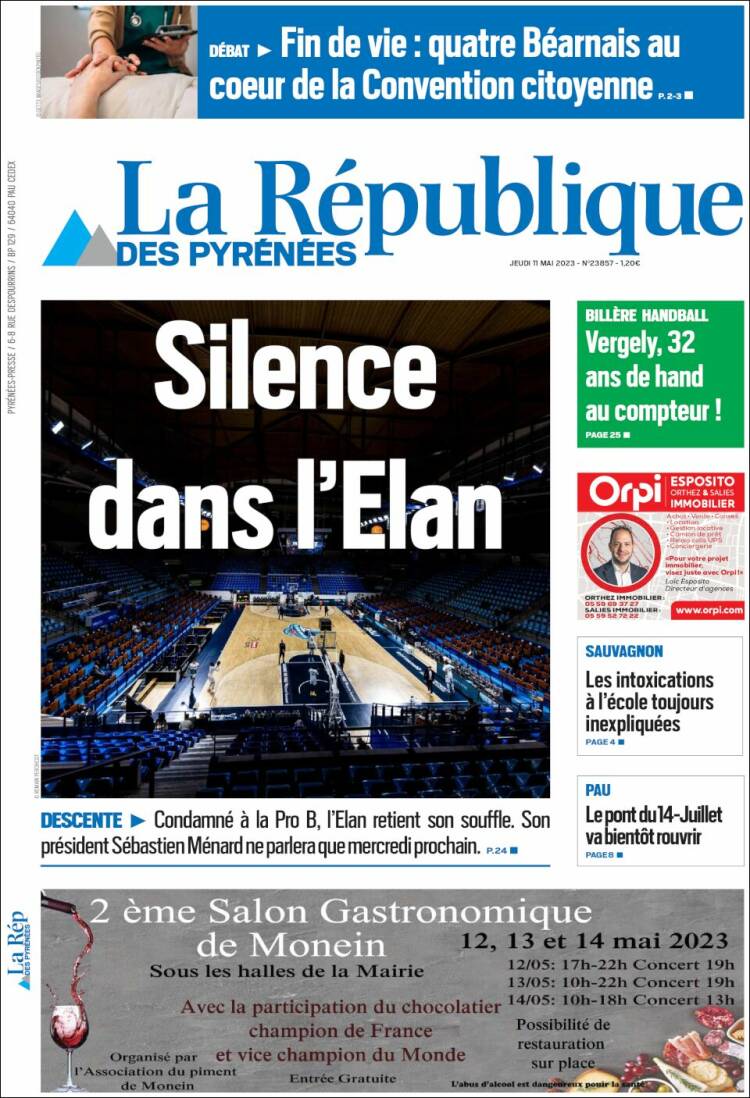 Portada de La République des Pyrénées (Francia)