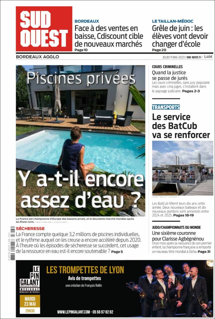 Portada de Sud Ouest (Francia)