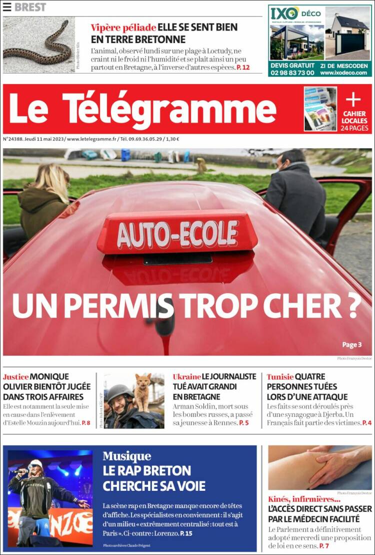Portada de Télégramme (Francia)