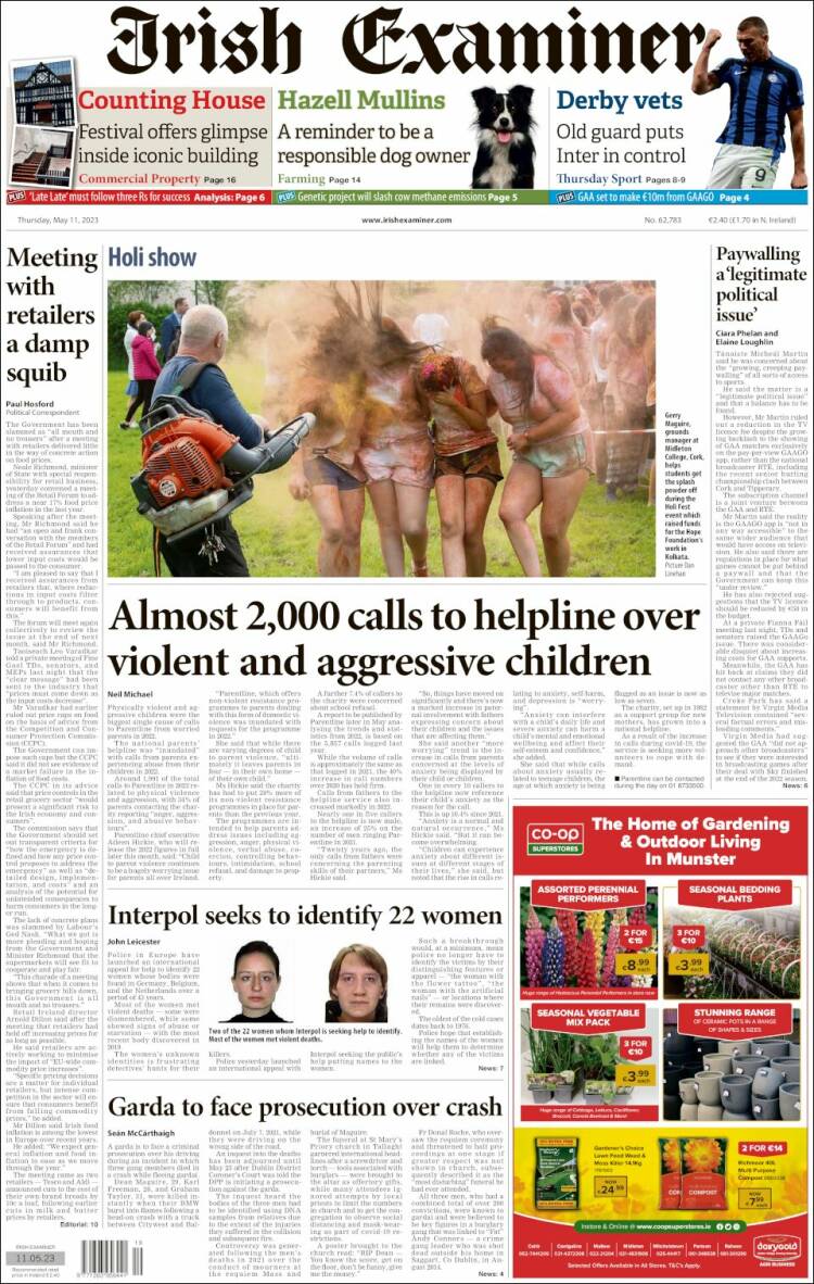 Portada de Irish Examiner (Irlanda)