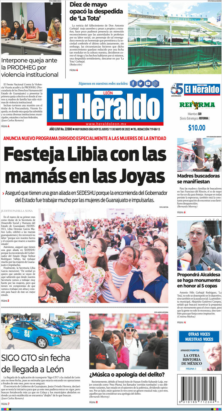 Portada de El Heraldo de León (M&eacute;xico)