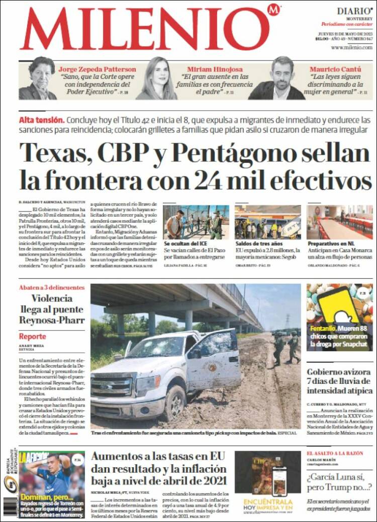 Portada de Milenio de Monterrey (M&eacute;xico)