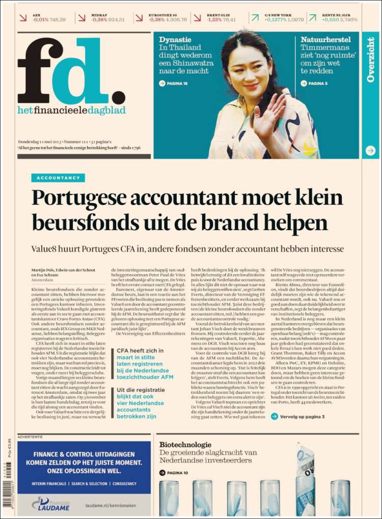 Portada de Het Financieele Dagblad (Pa&iacute;ses Bajos)
