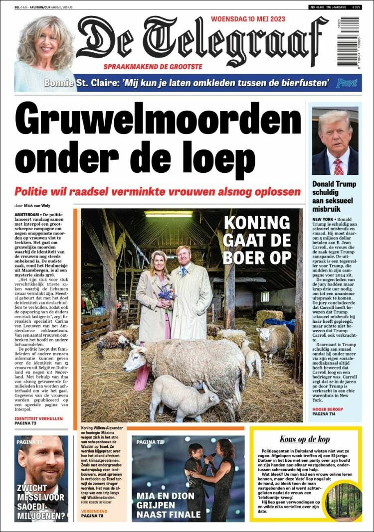 Portada de De Telegraaf (Pa&iacute;ses Bajos)