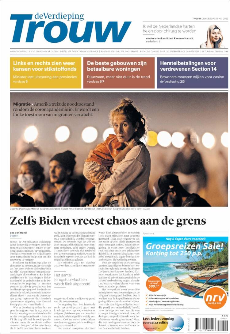 Portada de Trouw (Pa&iacute;ses Bajos)
