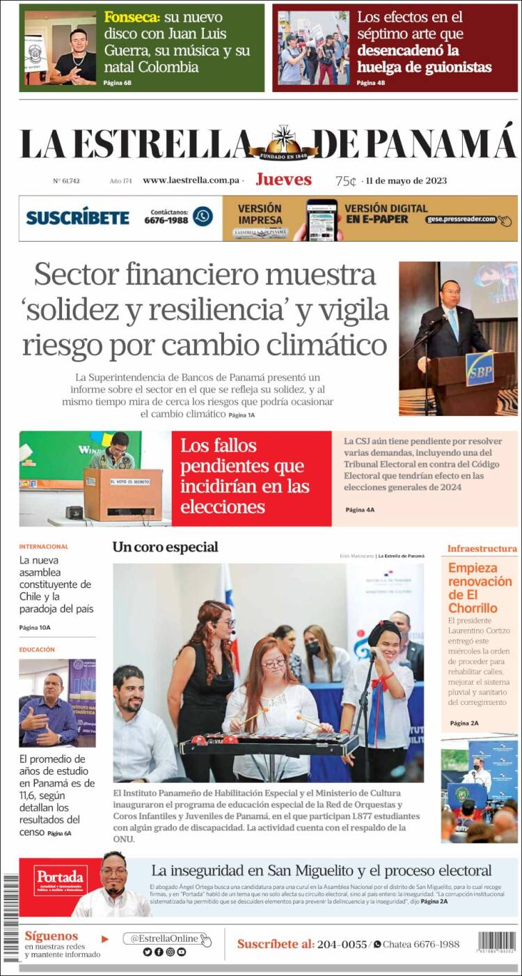 Portada de La Estrella de Panamá (Panam&aacute;)