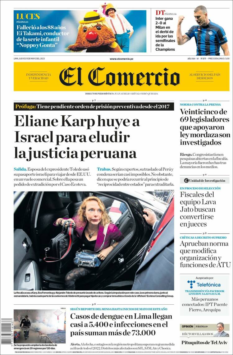 Portada de El Comercio (Per&uacute;)