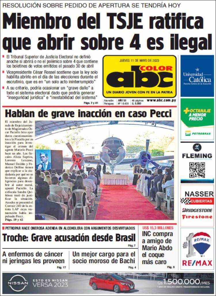 Portada de ABC Color (Paraguay)