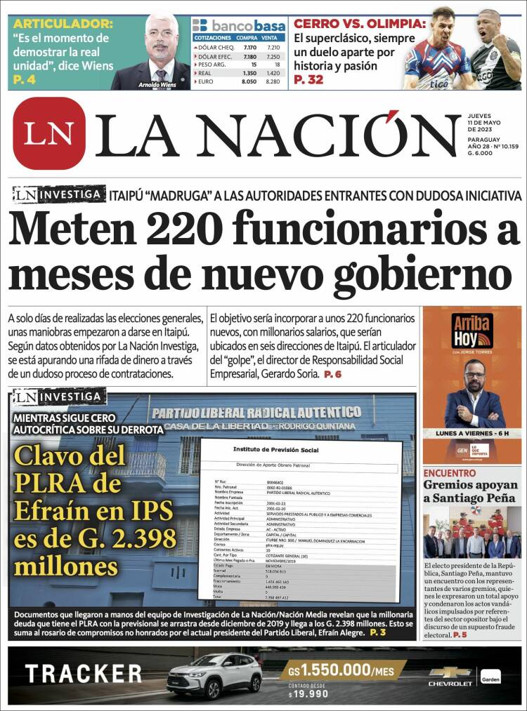 Portada de La Nación (Paraguay)
