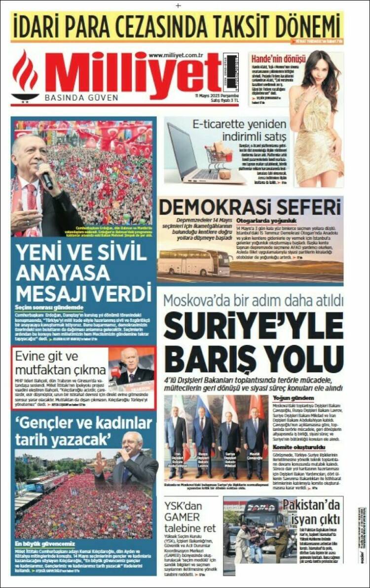 Portada de Milliyet (Turqu&iacute;a)