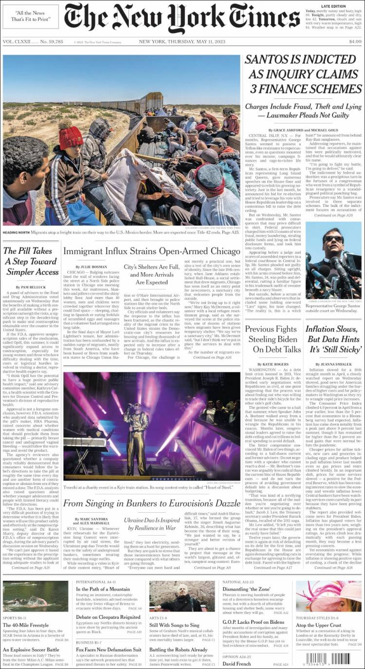 Portada de New York Times (USA)