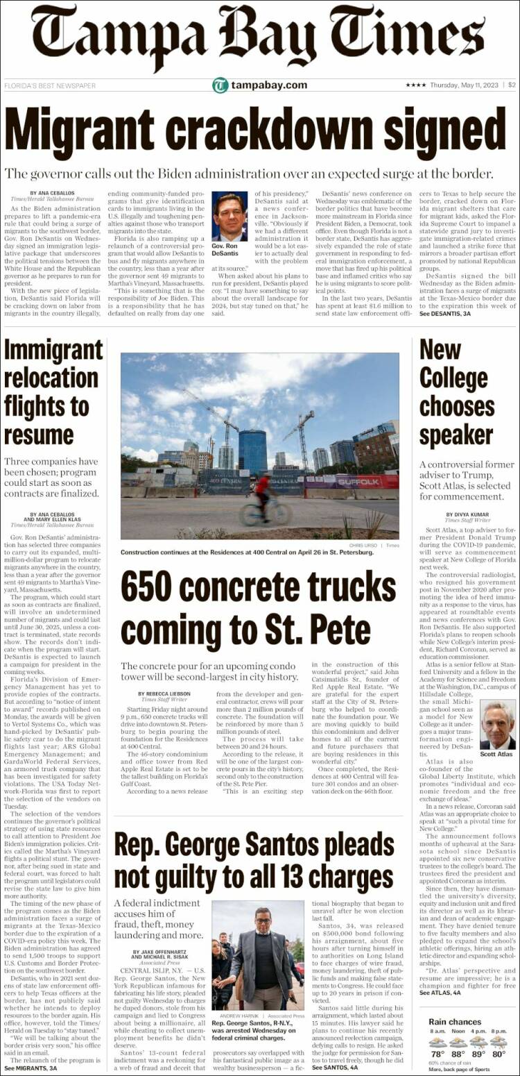 Portada de Tampa Bay Times (USA)