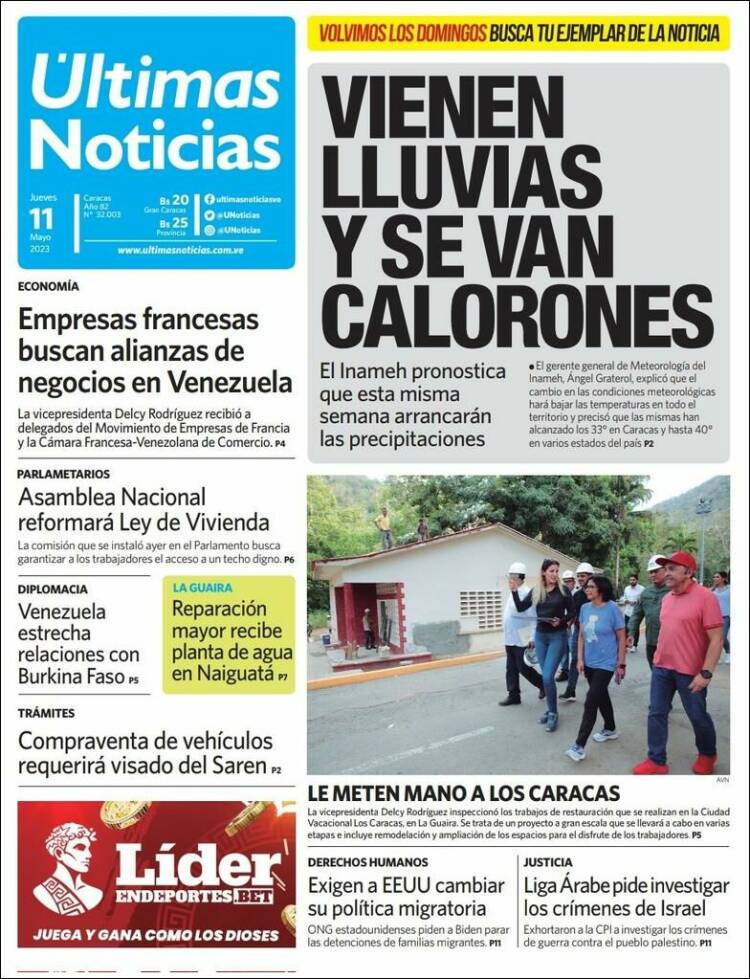 Portada de Últimas Noticias (Venezuela)
