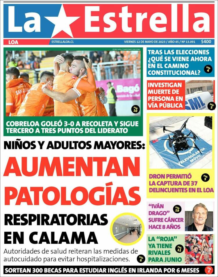 Portada de La Estrella de Loa (Chile)