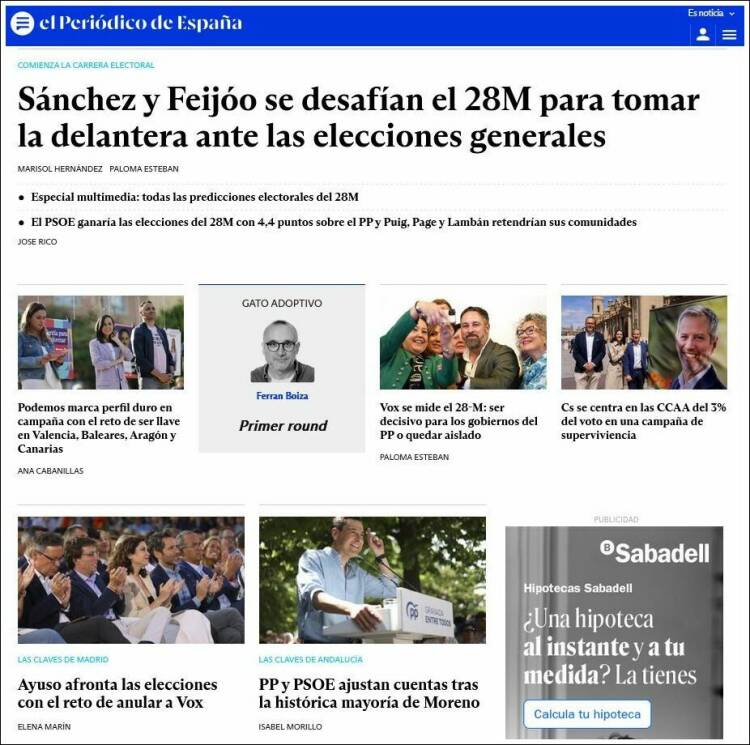 Portada de El Periódico de España (Espa&ntilde;a)