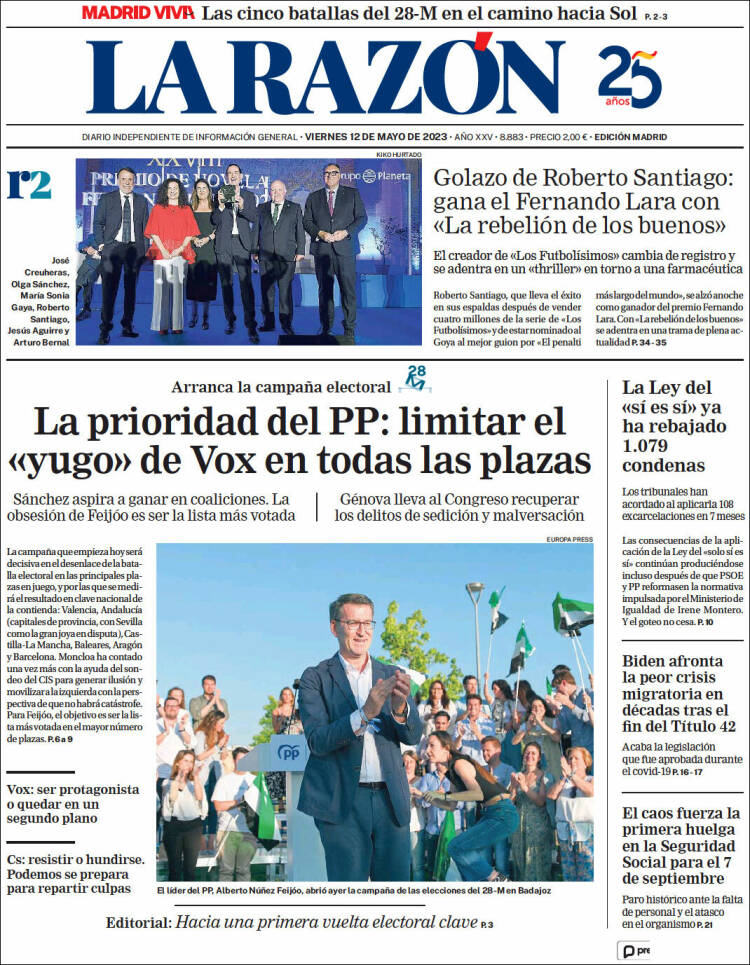 Portada de La Razón (Espa&ntilde;a)